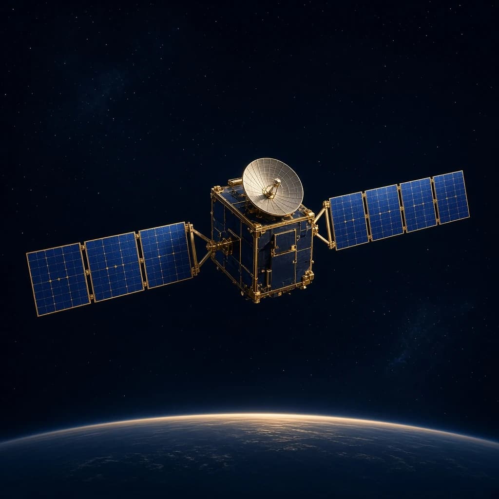 Communications satellite in orbit