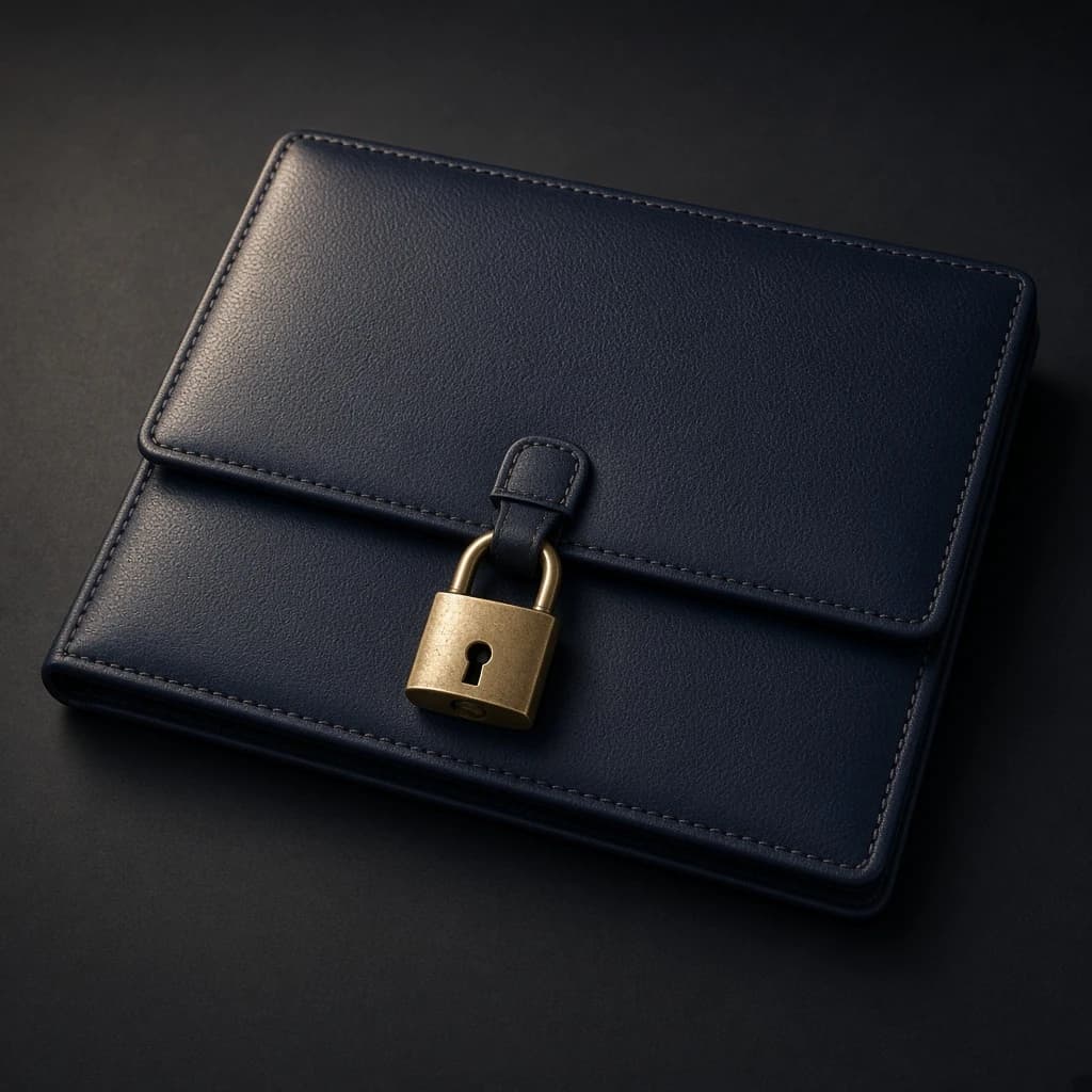 Sealed document folder with padlock
