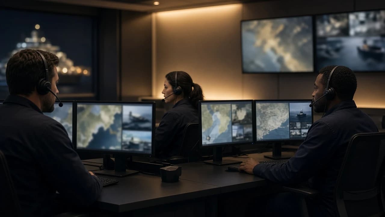 Remote operators reviewing inspection media