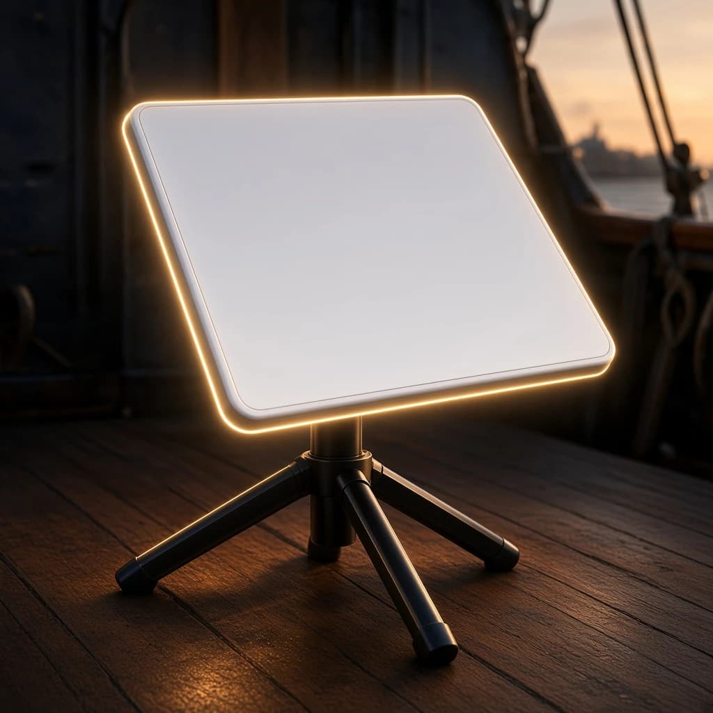 Flat-panel satellite terminal on tripod